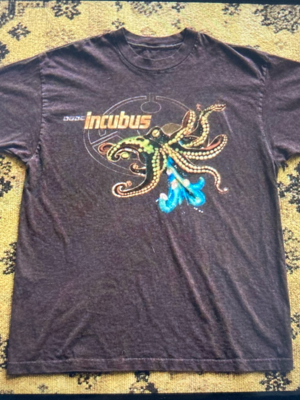 Gildan Black Graphic Incubus T-Shirt with Colorful Octopus